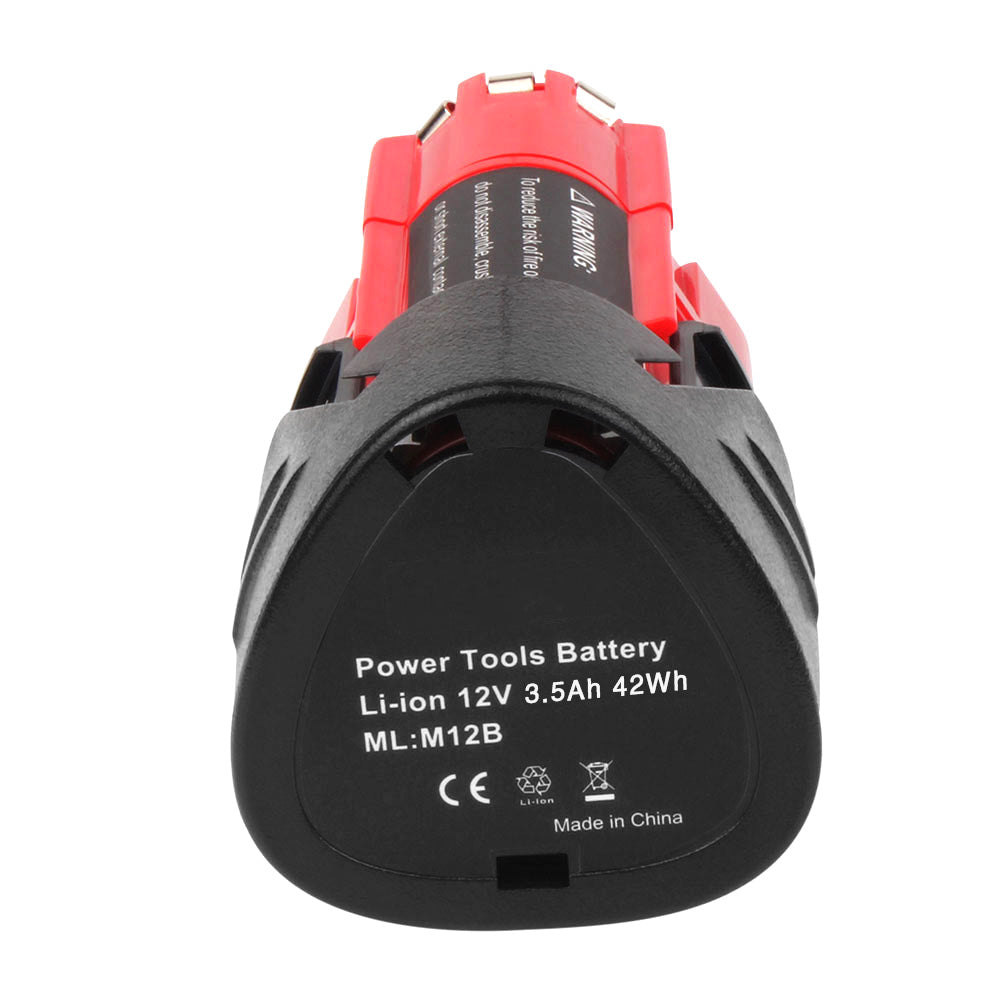 For 12V Milwaukee Battery Replacement | M12B 3500mah Li-ion Battery(with an LED indicator) 2 Pack
