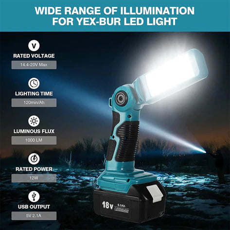 12w 1000lm led flashlight work light powered by makita 18v lithium ion batteries bl1850 bl1830