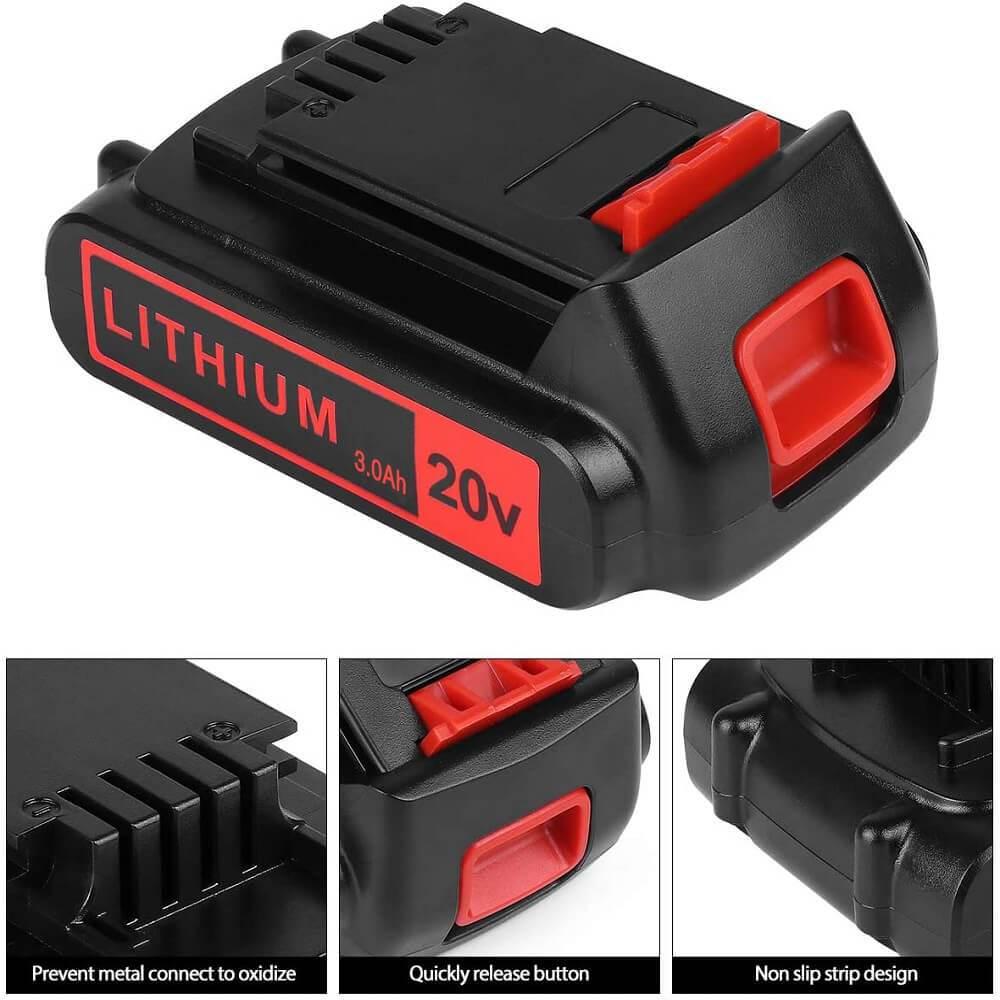 For Black and Decker 20V MAX LBXR20 3.0ah Li-ion Replacement Battery 4 Pack With LCS1620 10.8V-20V Lithium Charger For LBXR20