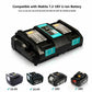 For Makita 18V 6.0Ah Lithium Battery Replacement With LED | BL1860B LXT400 2 Pack With DC18RD Dual Port Rapid Charger Replcement For BL1860