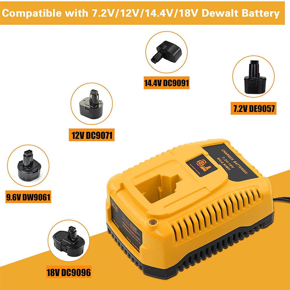 For Dewalt 18V Battery Replacemnt 4.0Ah | DC9098 Ni-Mh Battery 2 Pack With DC9310 Battery Charger For Dewalt 7.2V-18V XRP Ni-Cd & Ni-Mh Battery