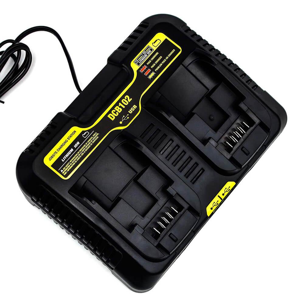 For Dewalt 20V Max Battery Replacement | DCB200 5.0ah Li-ion Battery 2 Pack With Dual Port DCB102  12V & 20V MAX Li-ion Battery Charger
