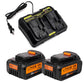 For Dewalt 20V Max Battery Replacement | DCB200 5.0ah Li-ion Battery 2 Pack With Dual Port DCB102  12V & 20V MAX Li-ion Battery Charger