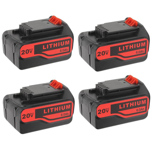 For Black and Decker 20V Lithium Battery 6.0Ah | LB2X4020 Battery 4 Pack