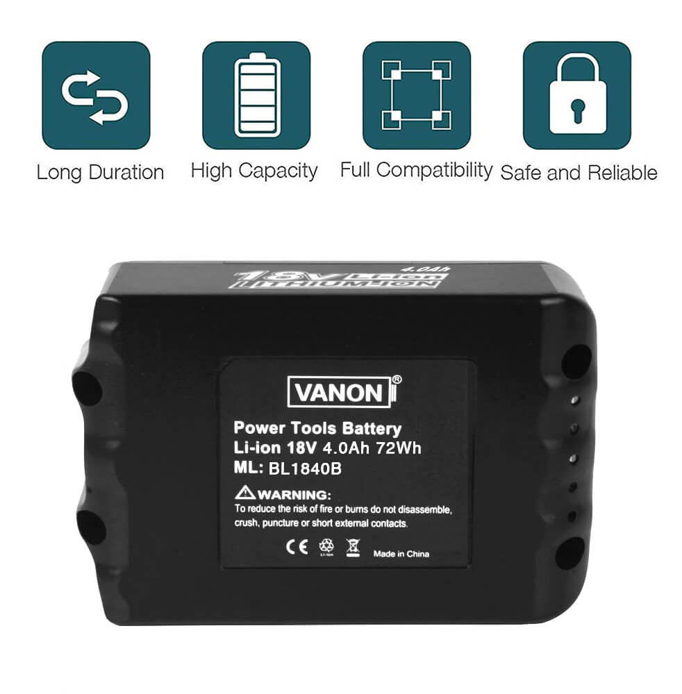 For Makita 18V Battery 4.0Ah Replacement | BL1840B Li-ion Battery With LED 3 Pack