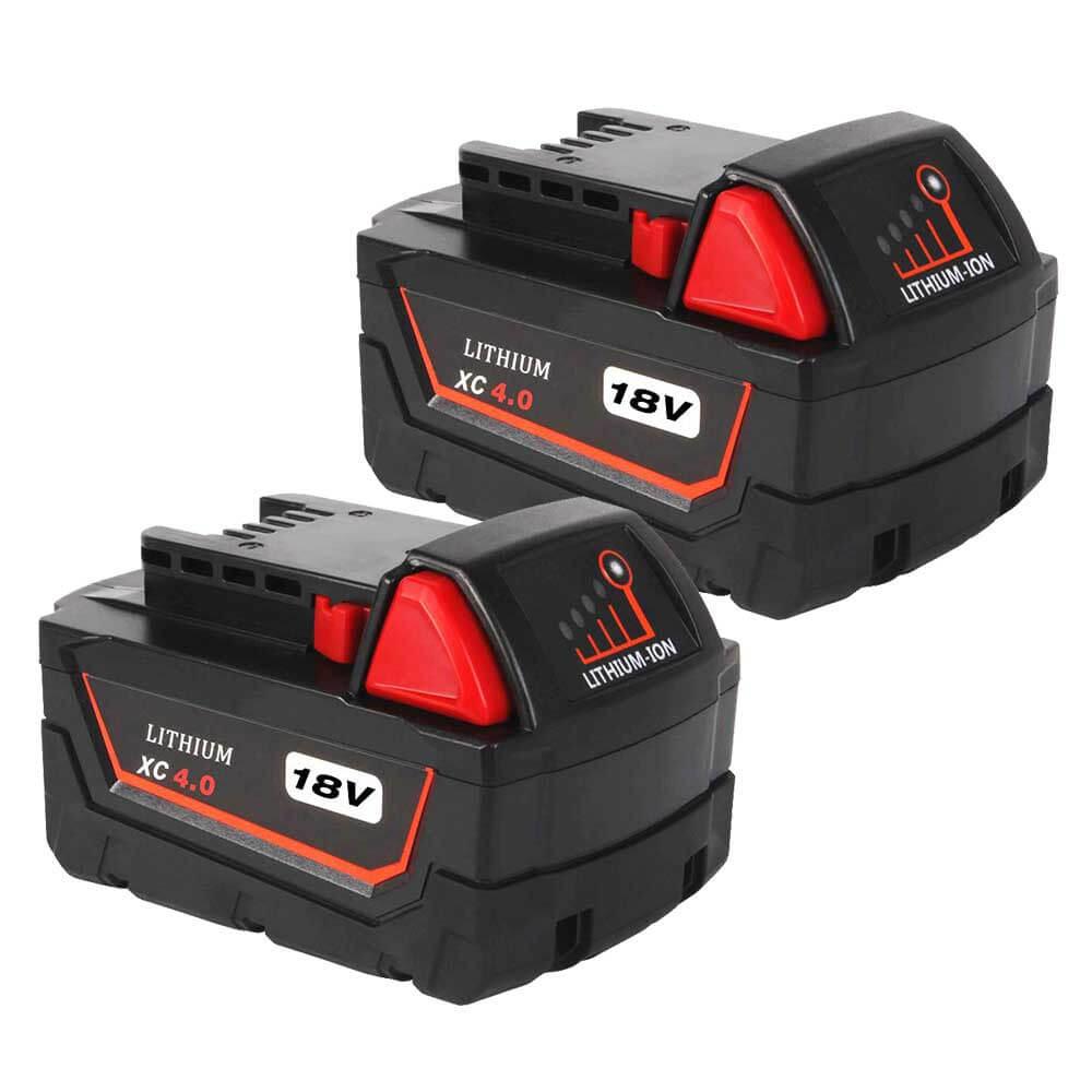For 4.0Ah Milwaukee M18 Battery Repalcement  |  18V XC Li-ion Battery 2 Pack