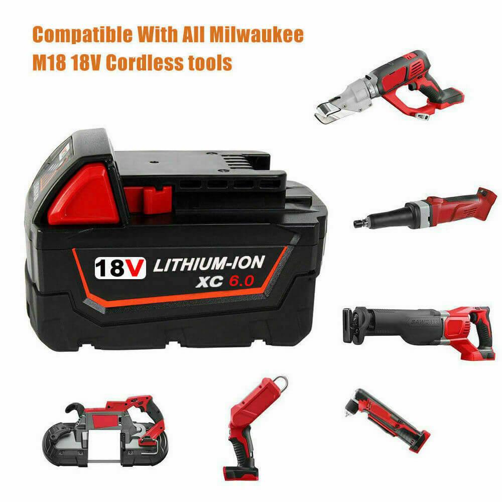 For Milwaukee M18 Battery Replacement 48-11-1850  | 18V 6.0Ah Li-ion Battery 2 Pack