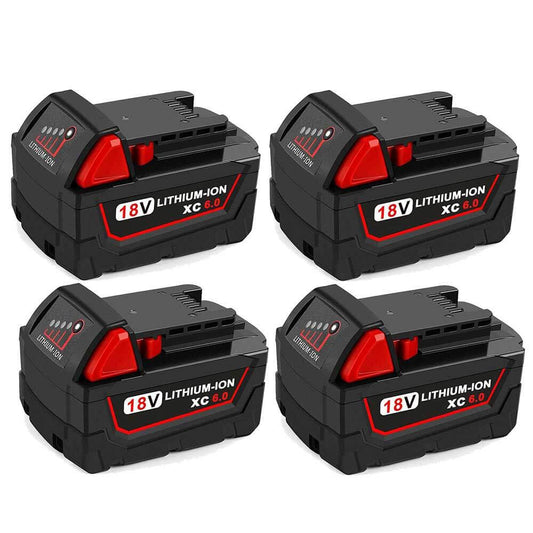 For Milwaukee M18  Battery Replacement XC 6.0Ah | 18V 48-11-1850 Li-ion Battery 4 Pack
