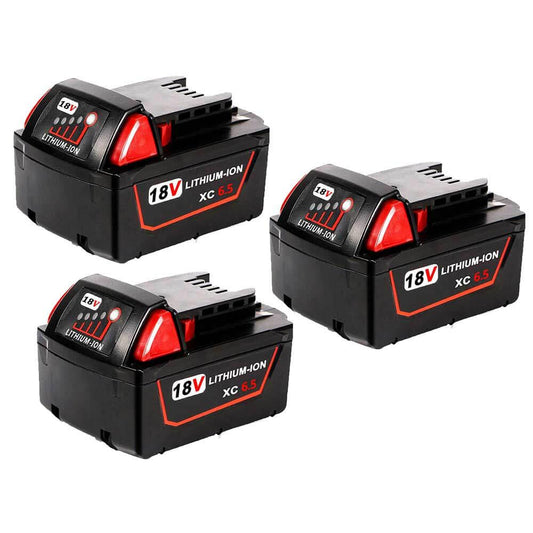 6.5Ah For Milwaukee M18 Battery Replacement XC 48-11-1850  | 18V Li-ion Battery 3 Pack