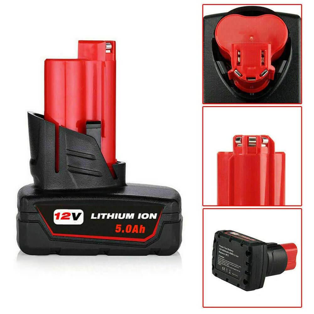 For Milwaukee M12 5.0Ah Battery Replacement | 12V Li-ion Battery 3 Pack