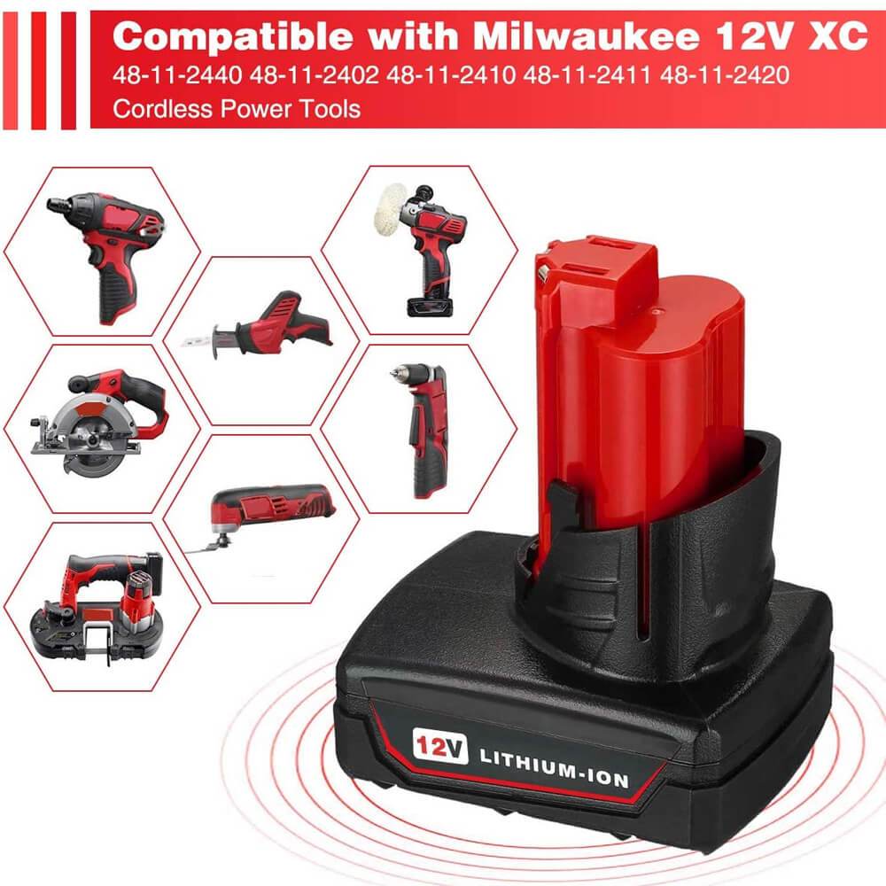 For Milwaukee M12 6.0Ah Battery Replacement | 12V XC Li-ion Battery 6 Pack