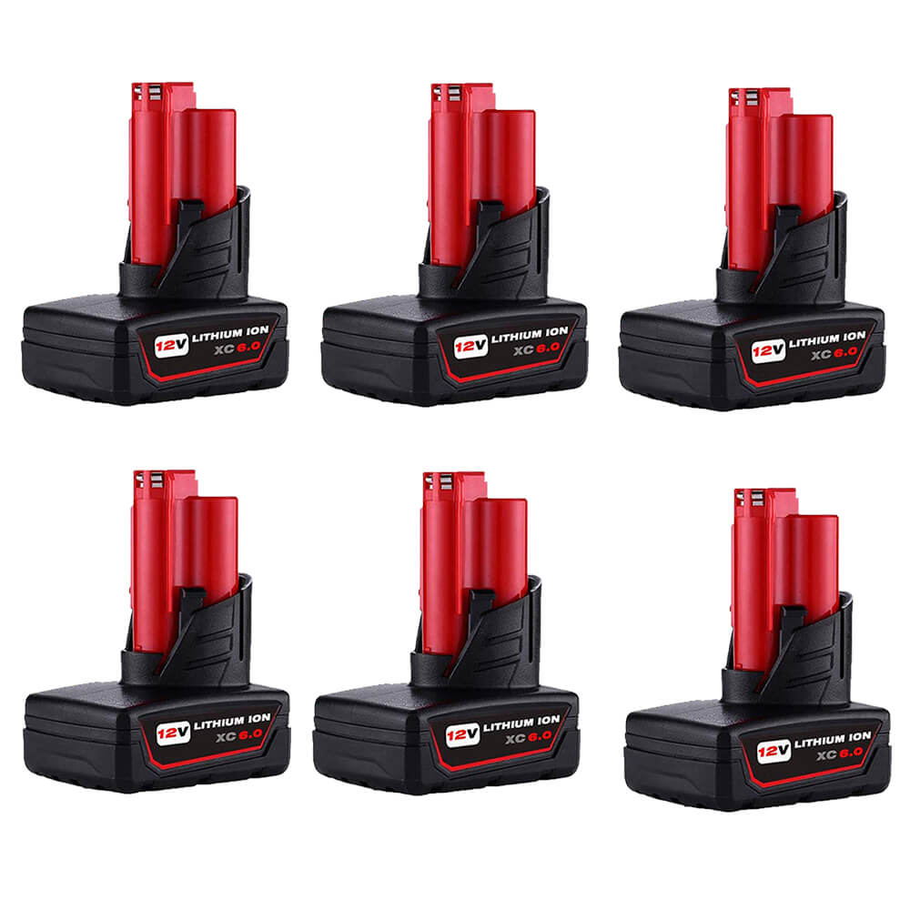 For Milwaukee M12 6.0Ah Battery Replacement | 12V XC Li-ion Battery 6 Pack