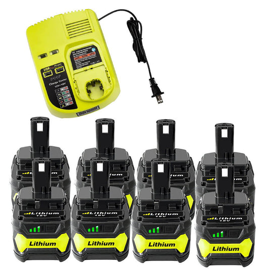 For Ryobi 18V 6.0Ah Battery Replacement 8Pack | P108 P104 P102 With Charger For Ryobi 12V-18V P117 P104 Ni-Cd & Ni-Mh