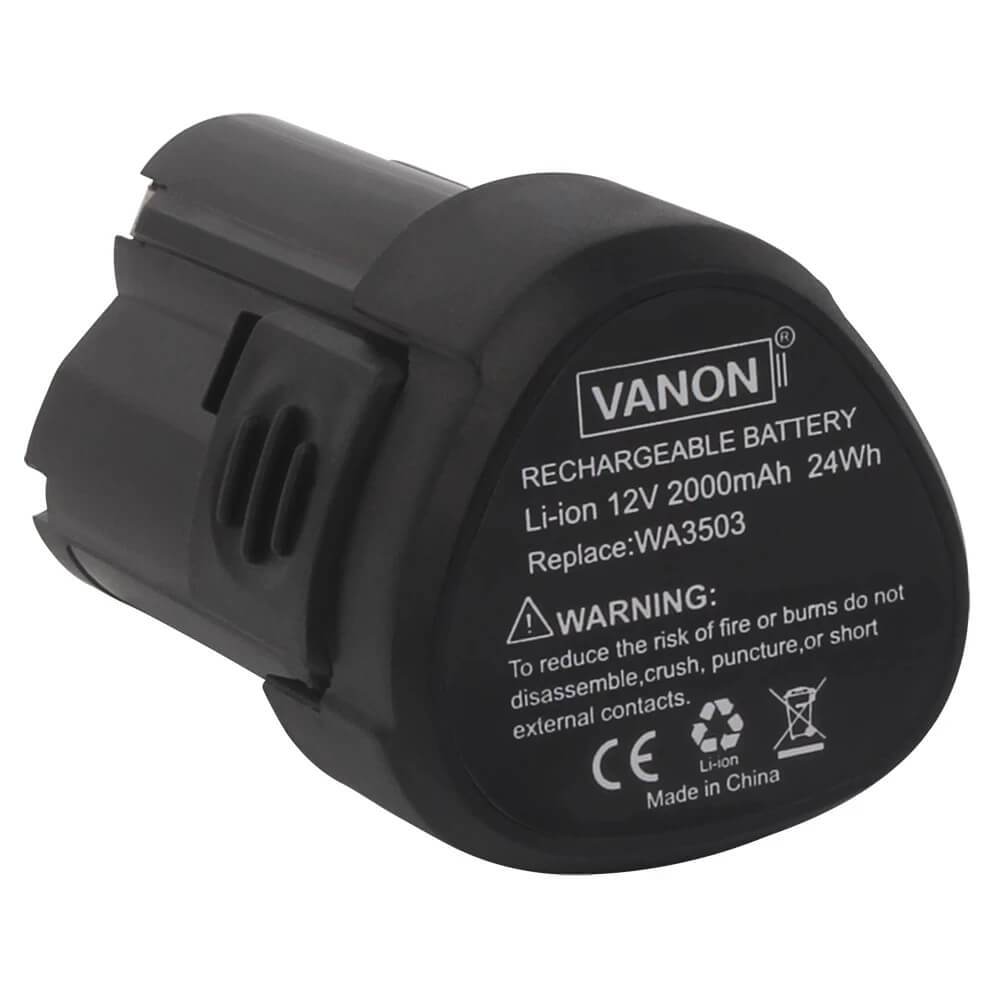 Vanonbattery- Worx 12V WA3503 2.0Ah Battery Replacement-Back