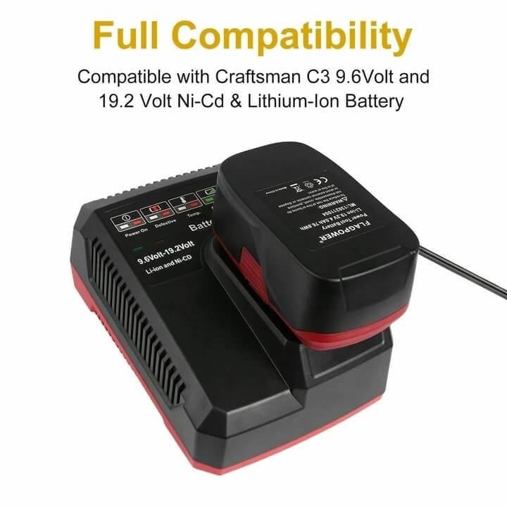 For Craftsman 19.2V C3 5.0Ah Battery Replacement 4-PACK With Charger For Craftsman C3 19.2V LITHIUM-ION & NI-CD