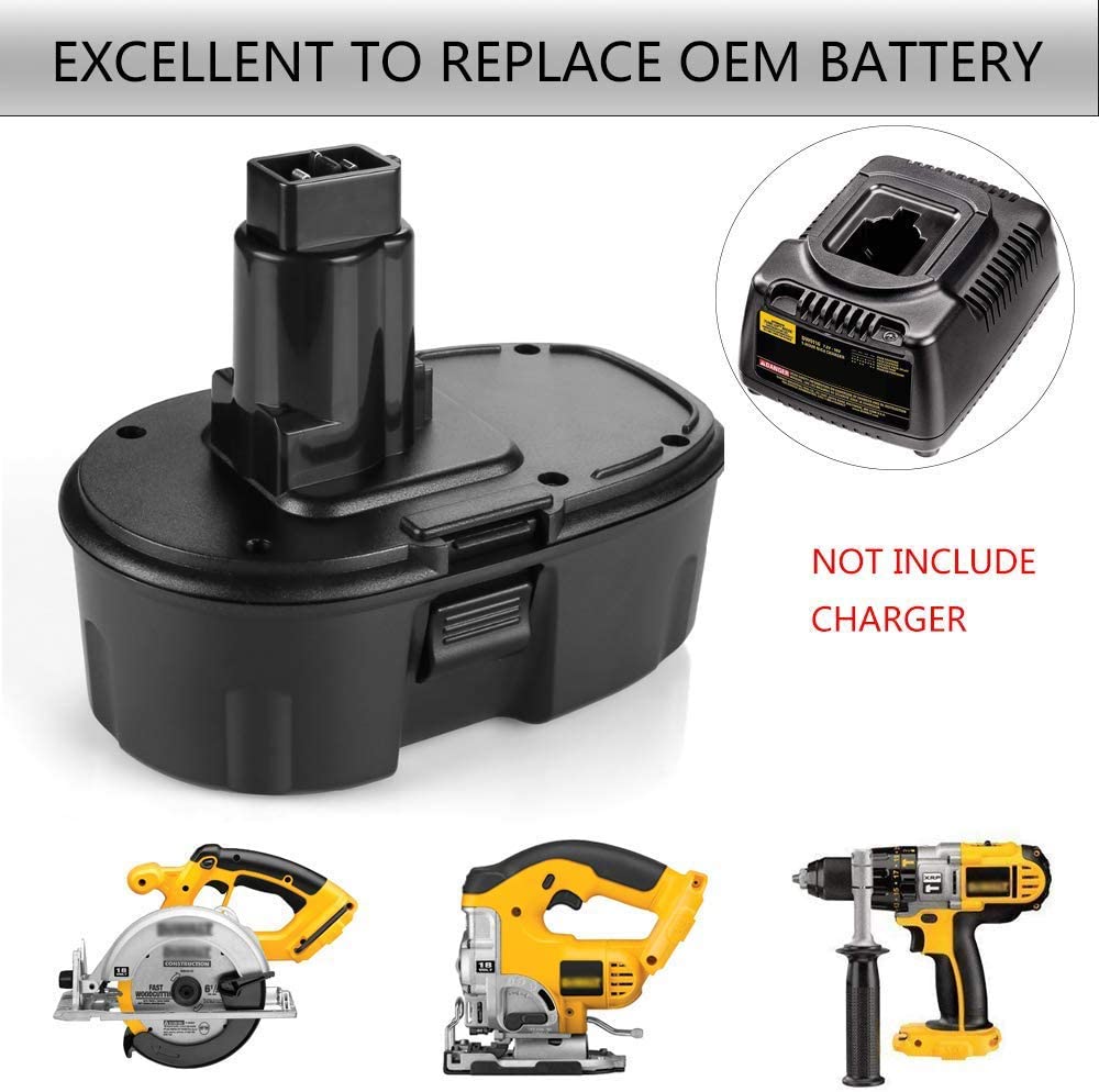 For Dewalt 18V Battery DC9098 Replacement | DC9096 3600mAh Ni-MH Battery 2 Pack