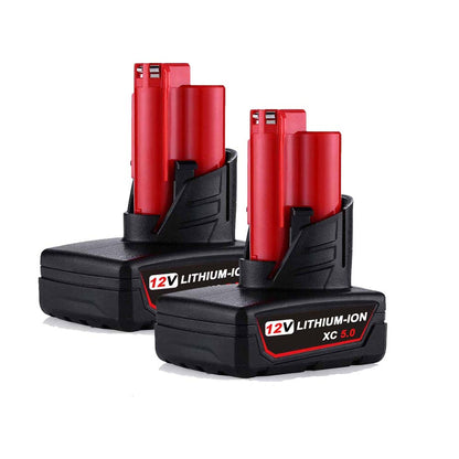 For Milwaukee M12 Battery Replacement | 12V 5.0Ah Li-ion Battery 2 Pack