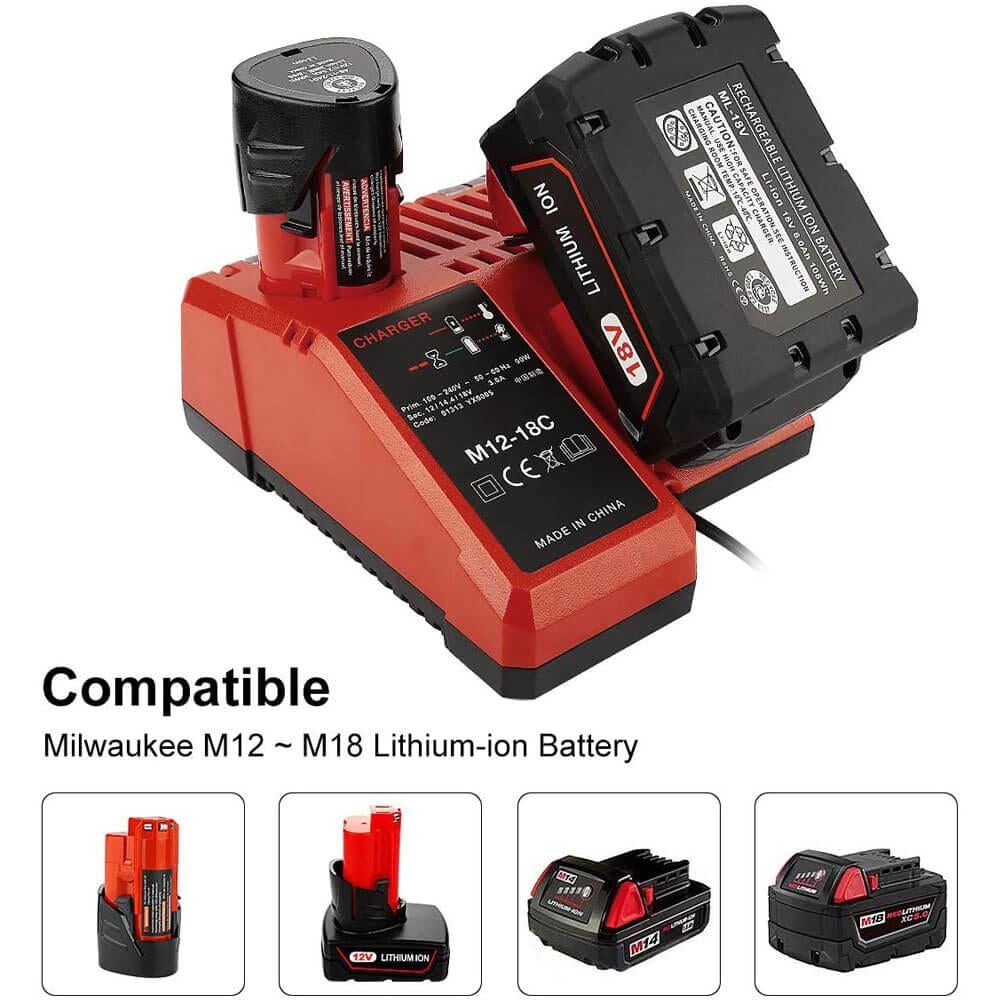 6.5Ah For Milwaukee M18 Battery Replacement 18V Lithium 6 Pack With Rapid Chrger For Milwukee M12 M18 Battery