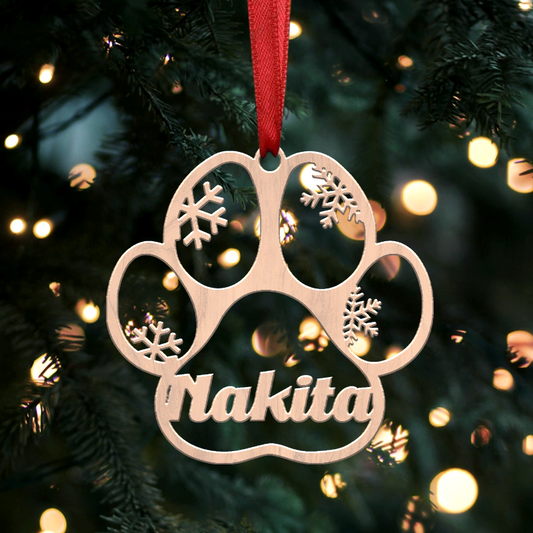 PERSONALIZED DOG/CAT PAW CHRISTMAS ORNAMENT